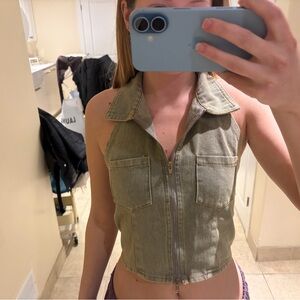 Sleeveless Denim Top